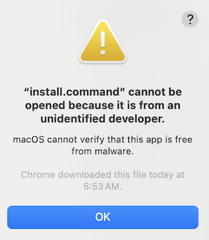 macOS での開発者が不明であるというエラー