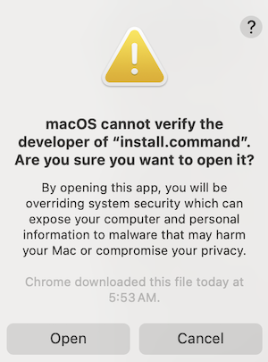 macOS での開発者を確認できないというエラー